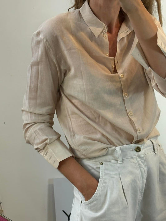 CORTANA. Camisa beige algodón ligero