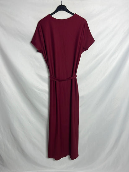 BIMANI. Vestido largo abotonado burdeos. T L