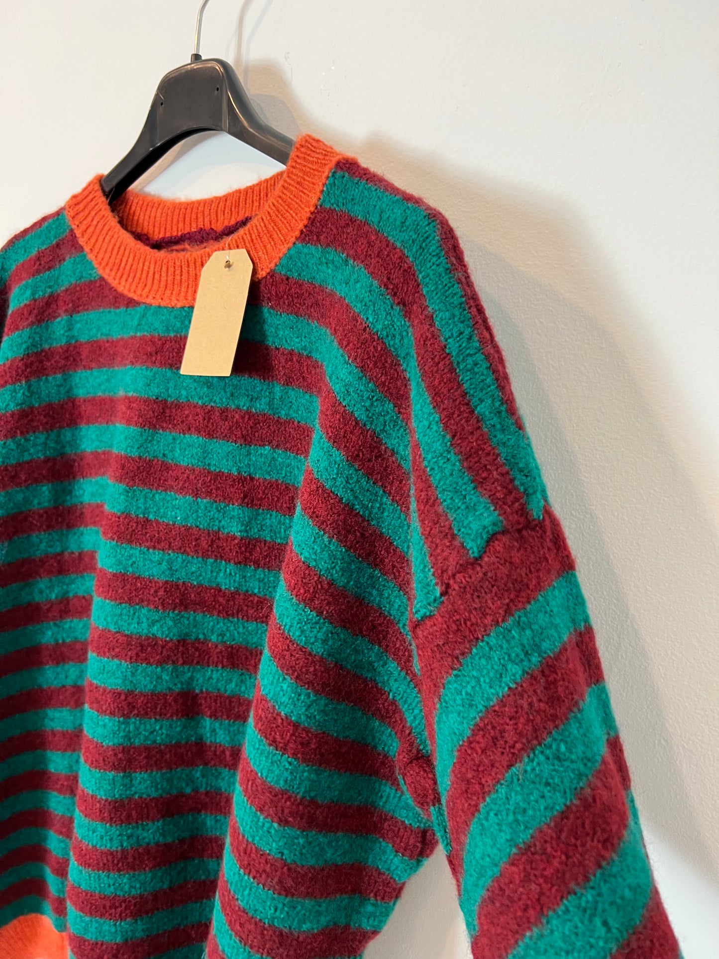 OTHERS. Green and burgundy striped sweater TU(s/m)