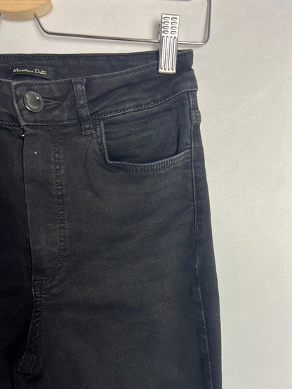 MASSIMO DUTTI. Denim elastico cropped detalles. T 34