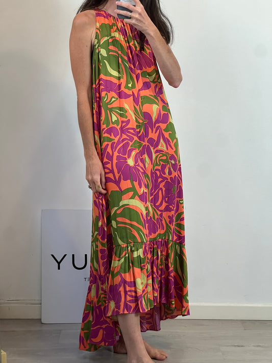 SFERA. Vestido largo con estampado de flores