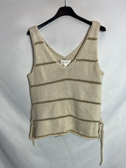 SPRINGFIELD. Top punto beige rayas. T L