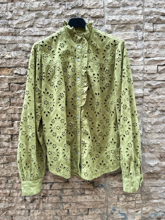 MAKSU. Blusa verde troquelada