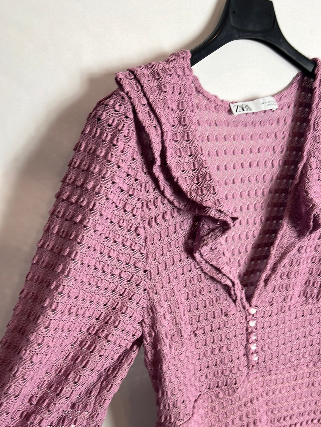 ZARA. Vestido textura malva. T S