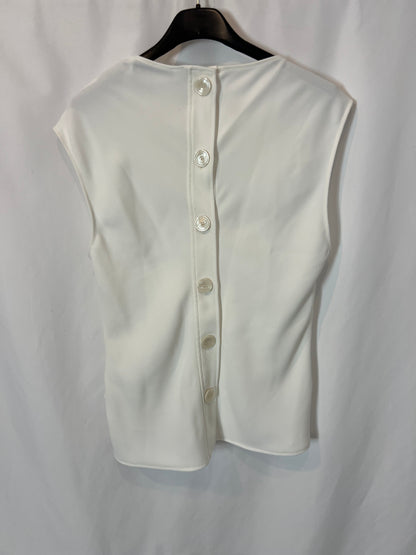 ZARA.  Top blanco abotonado espalda T.s
