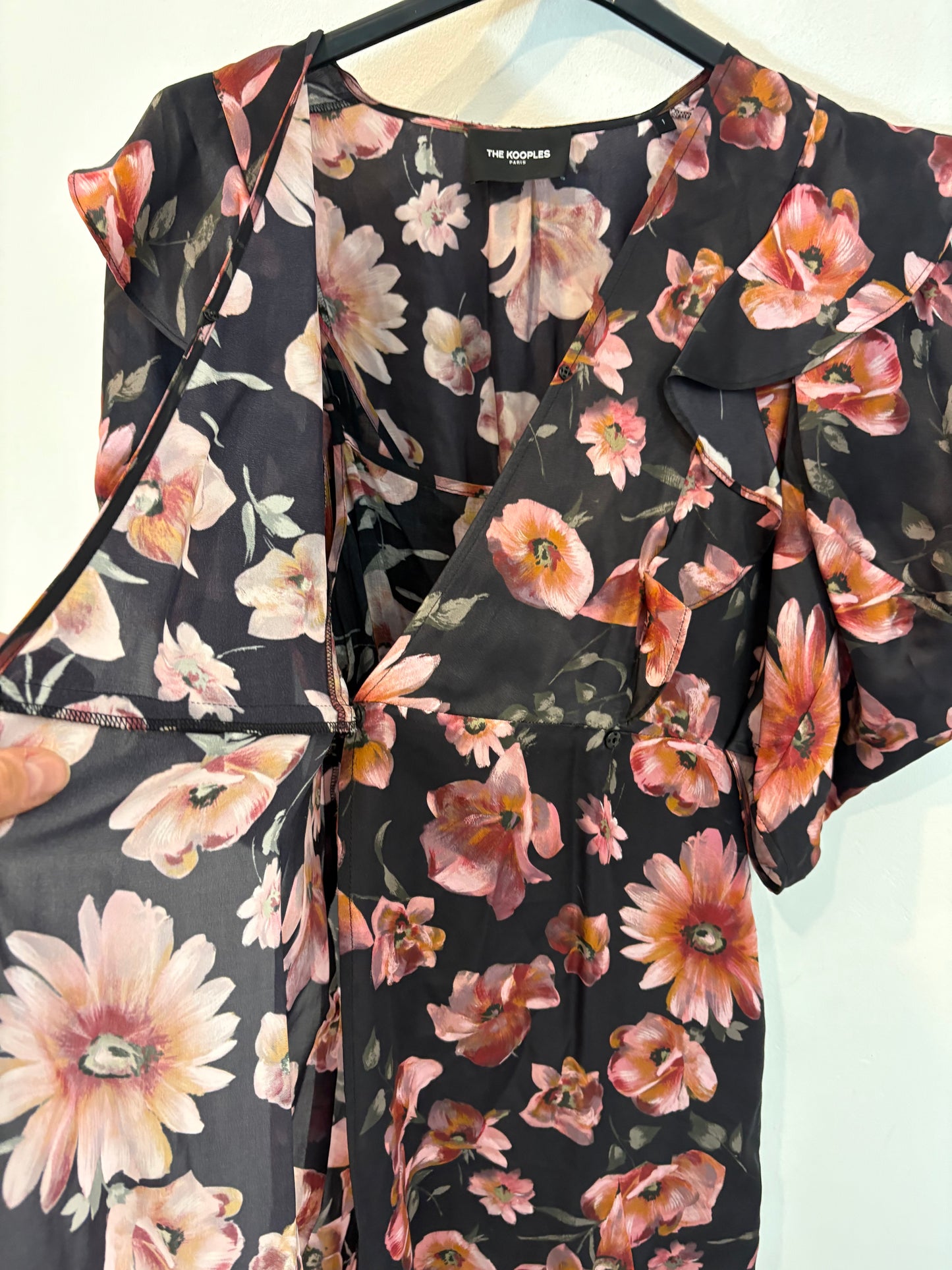 THE KOOPLES. Vestido largo flores con seda