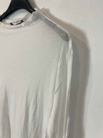 ZARA. Top blanco algodón. T L