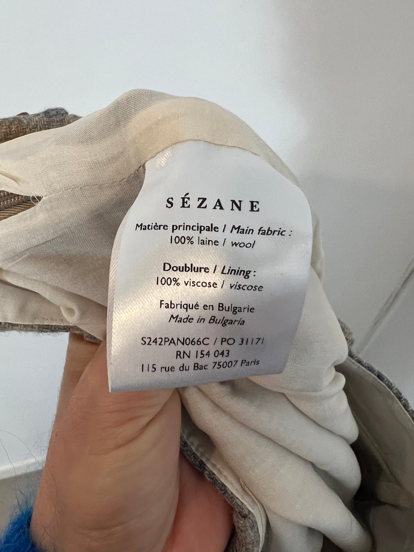 SEZANE. Checked wide-leg trousers size 34