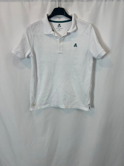 SCALPERS. White polo shirt with green logo. 10 years old.