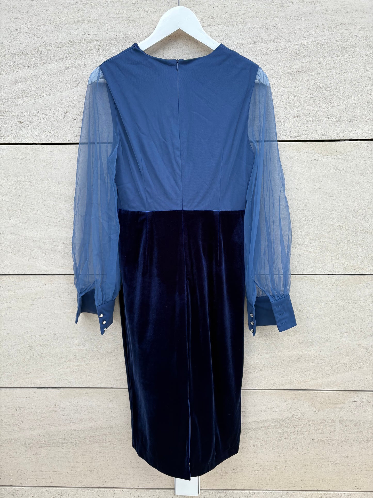 FEHAUTE. Vestido midi azul terciopelo