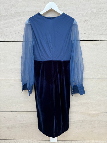 FEHAUTE. Vestido midi azul terciopelo