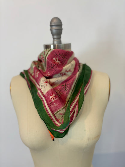 CARPE DIEM. Pink and green printed scarf
