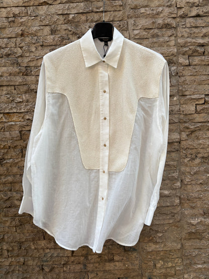 MASSIMO DUTTI. Blusa blanca algodón textura