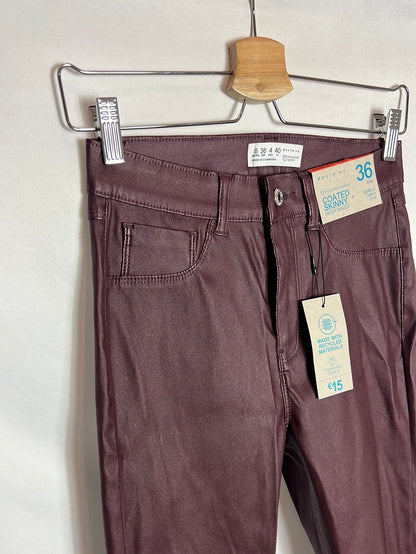 PRIMARK. Waxed burgundy trousers size 36