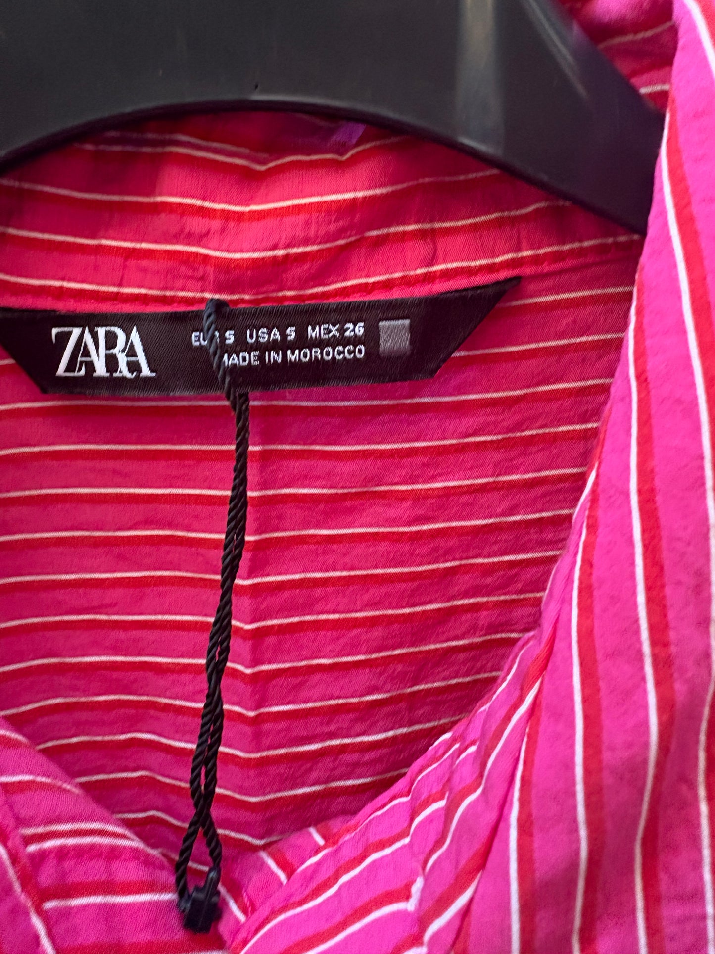 ZARA. Camisa rosa rayas. T S