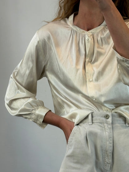 MASSCOB. Blusa seda en crudo zig zag