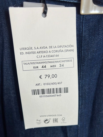 UTERQÜE. Pantalón vaquero pata ancha cinturón. T 44