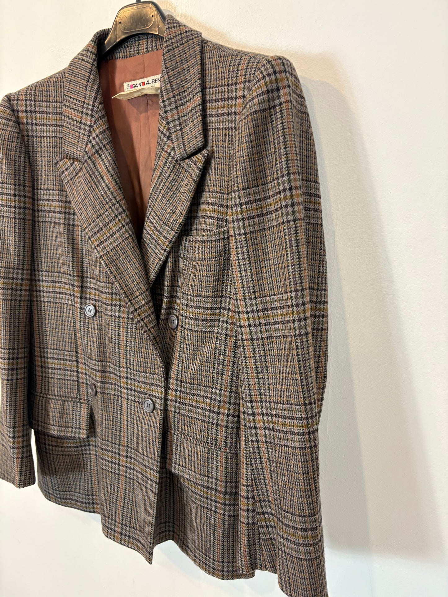 SAINT LAURENT. Americana cuadros lana