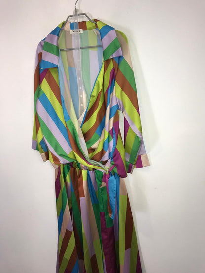 BASYCO. Conjunto blusa y falda rayas colores