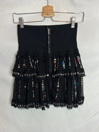 ISABEL MARANT. Falda seda lentejuelas. T 38