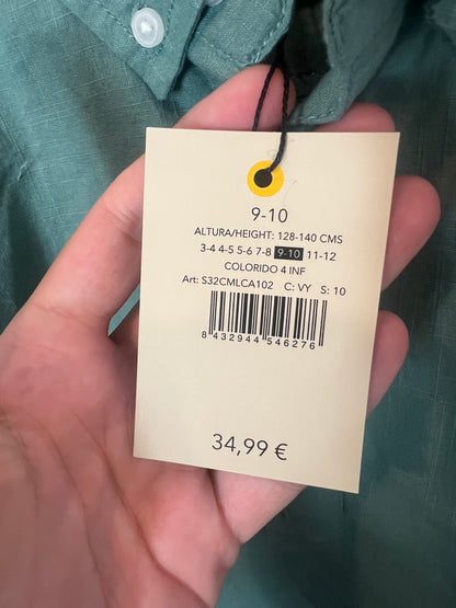 GOCCO. Camisa verde textura. T 9-10 años