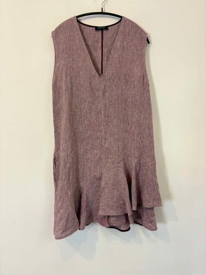 MASSIMO DUTTI. Vestido corto lino volante