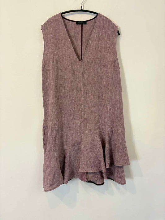 MASSIMO DUTTI. Vestido corto lino volante