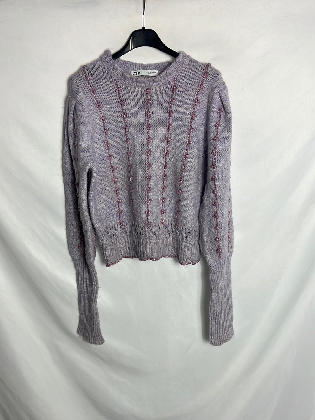 ZARA. Jersey malva hilos brillo . TM (Tara)