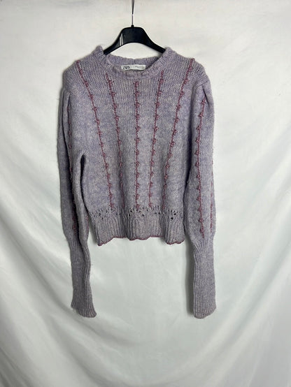 ZARA. Jersey malva hilos brillo . TM (Tara)