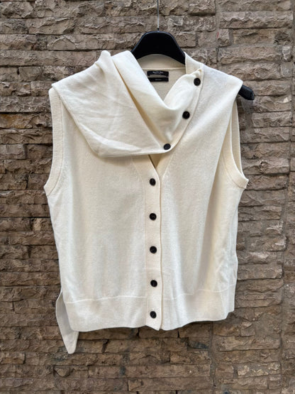 MASSIMO DUTTI. Chaleco en crudo lana con cuello extraible