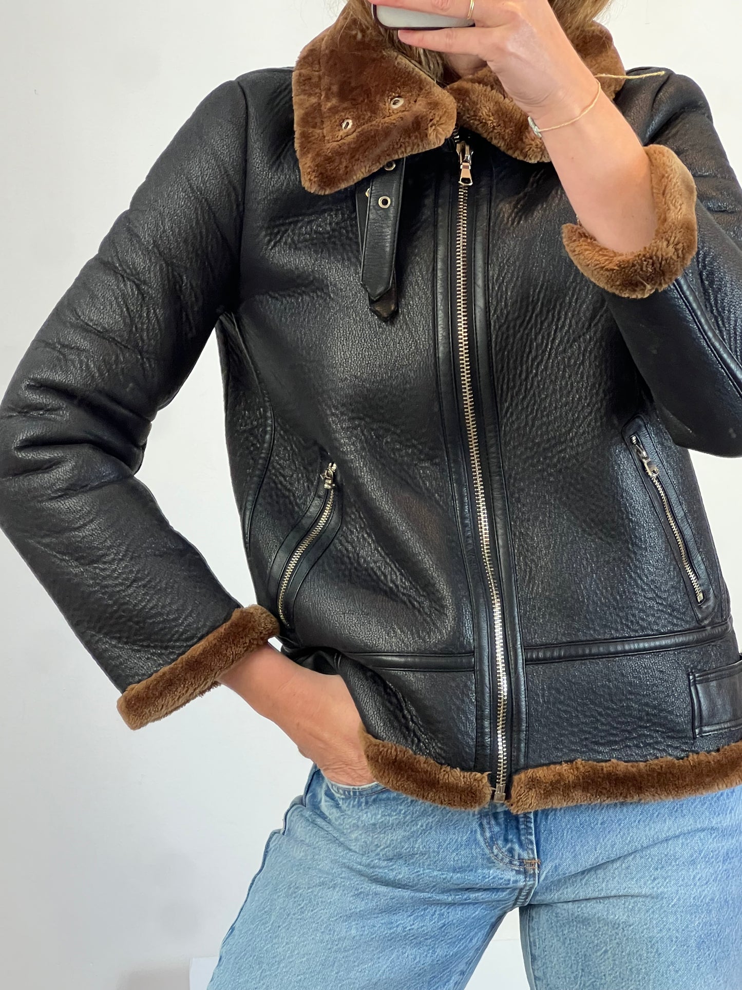 ZARA. Biker negra textura. T S