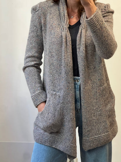 SITA MURT. Cárdigan gris jaspeado colores. T M