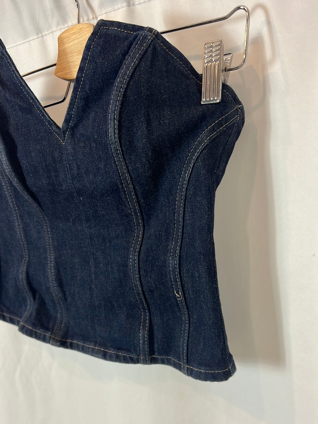 ZARA. Denim whalebone strapless top. TM