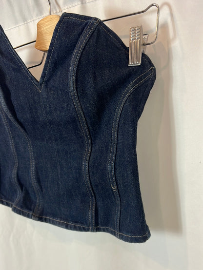 ZARA. Denim whalebone strapless top. TM