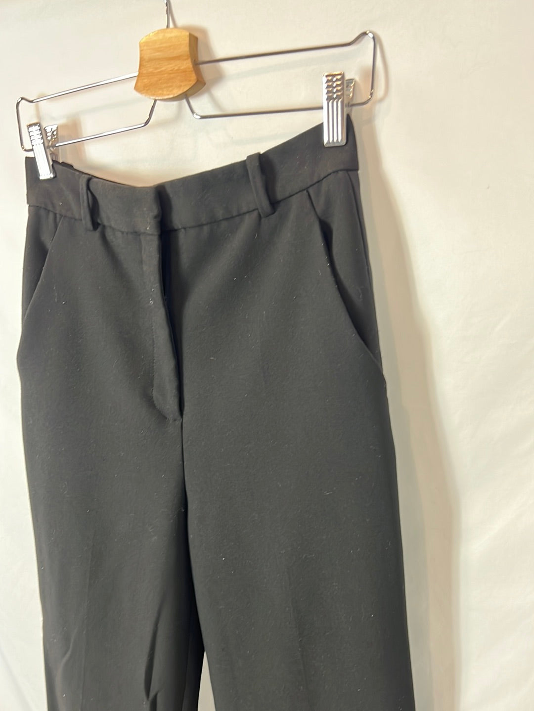 ZARA. Pantalón ancho negro T.s