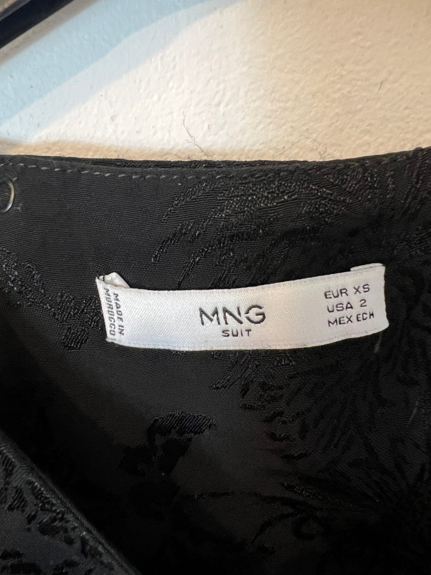 MANGO. Black printed dress with back detail. TXS