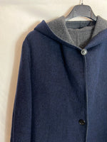 UNIQLO. Abrigo azul lana capucha. T S