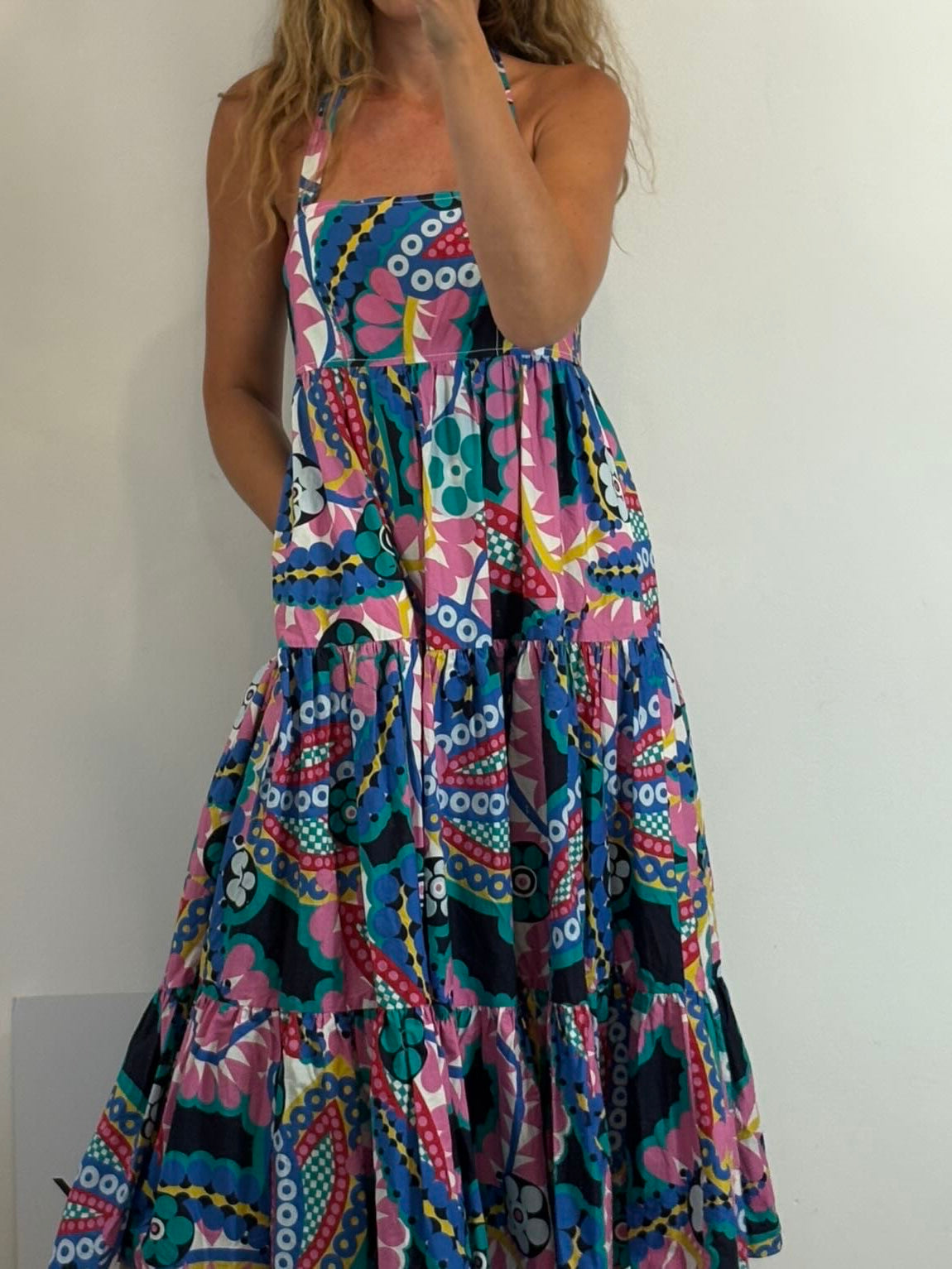 J.  CREW. Vestido multi estampado bolsillos