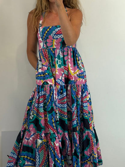 J.  CREW. Vestido multi estampado bolsillos