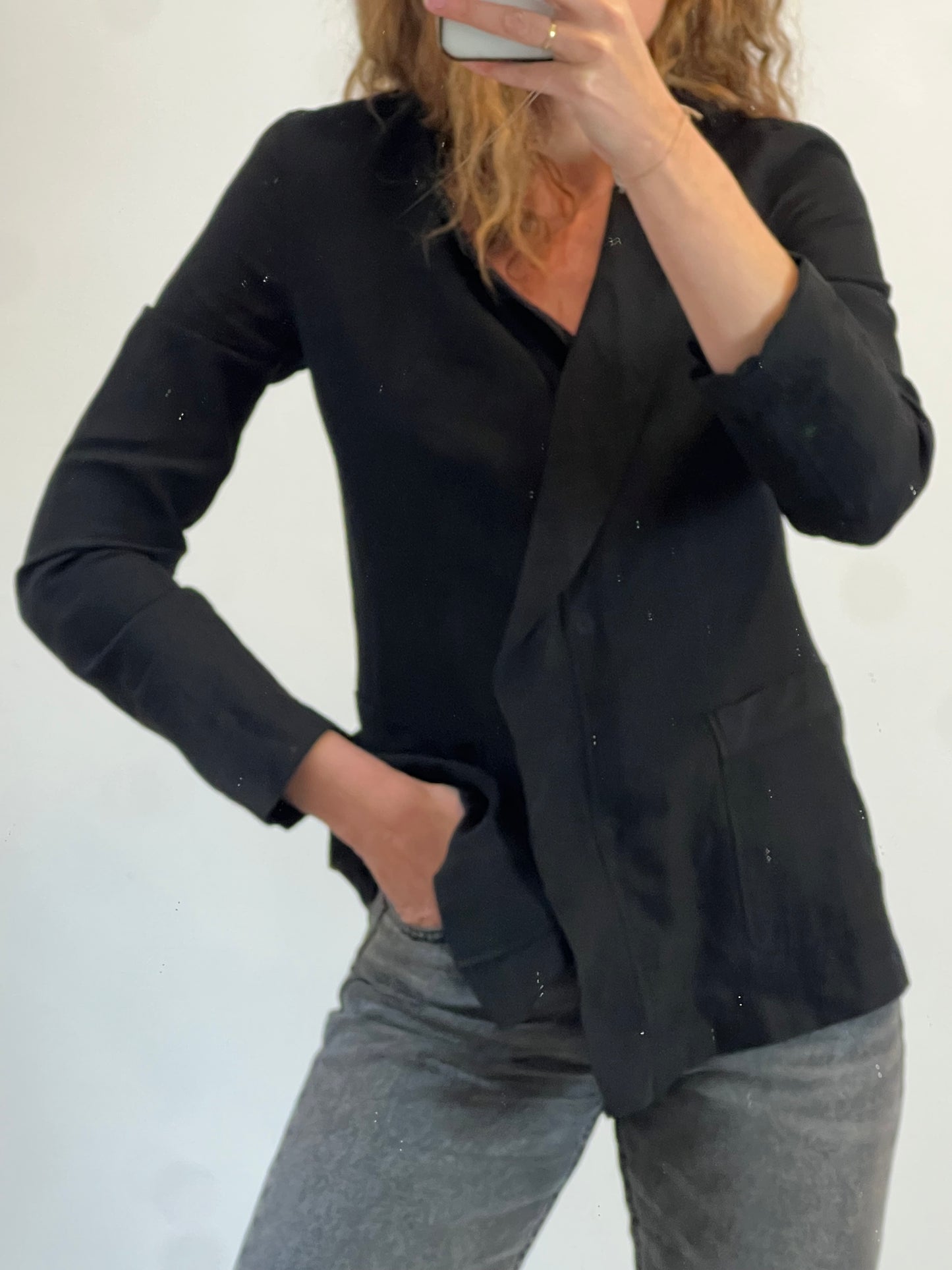 DKNY. Chaqueta lino negra. T S