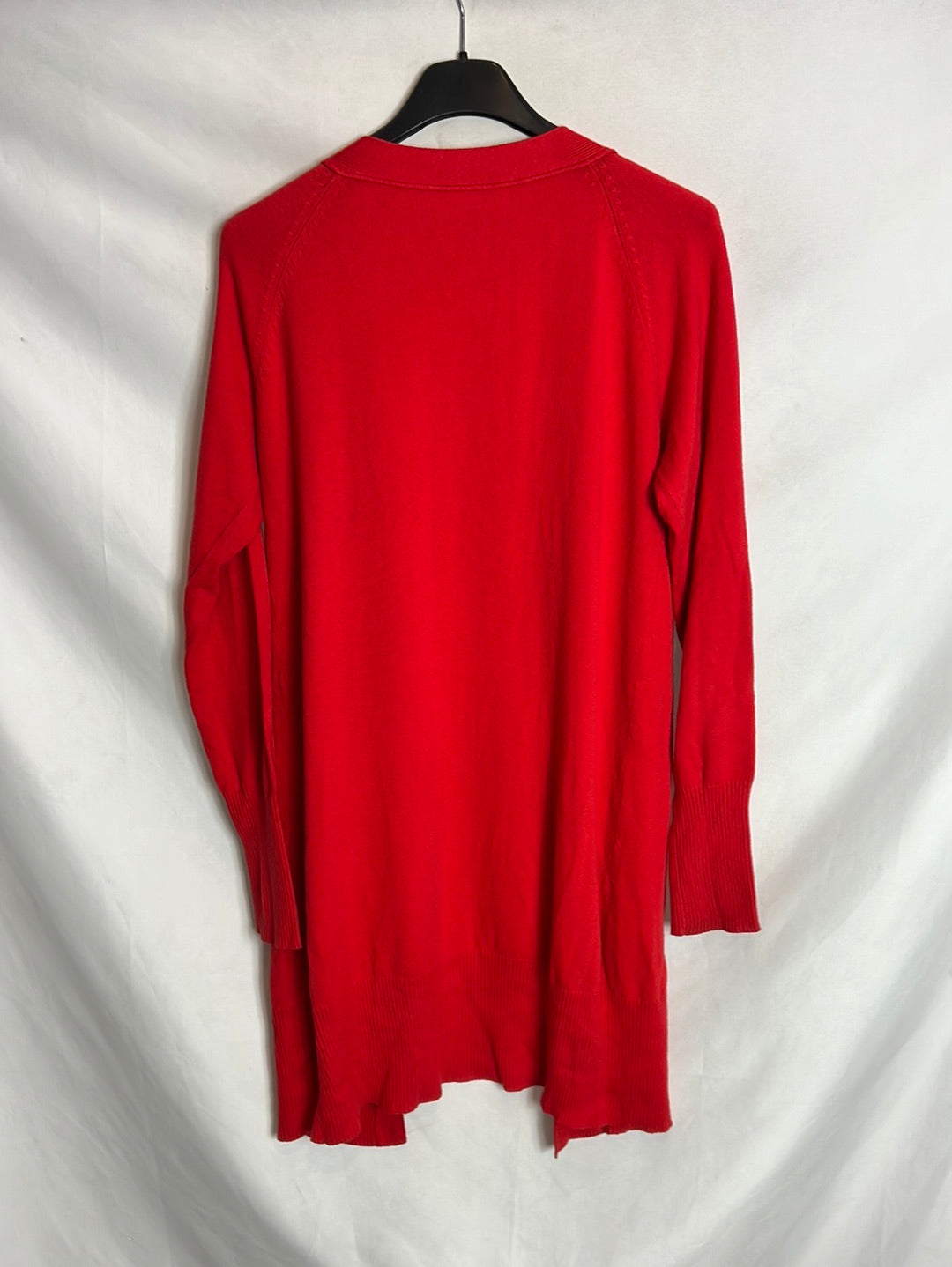 OTHERS. Long red cardigan with pockets. TM
