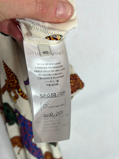 STELLA McCARTNEY. Silk-print trousers. Size 40