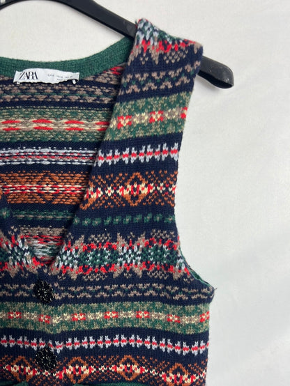 ZARA. Chaleco punto colores. T S