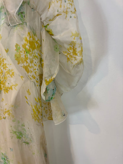 MONOPLAZA. Vestido largo seda estampado. T M