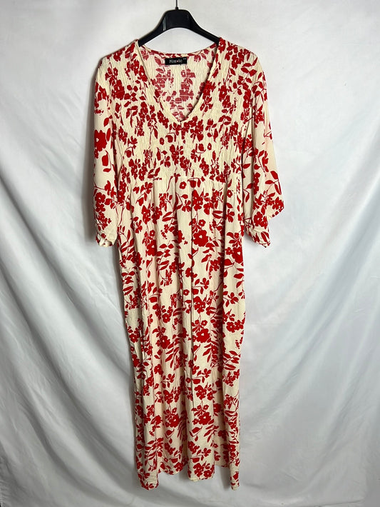 MISS&TIC. Vestido largo beige flores T.s/m