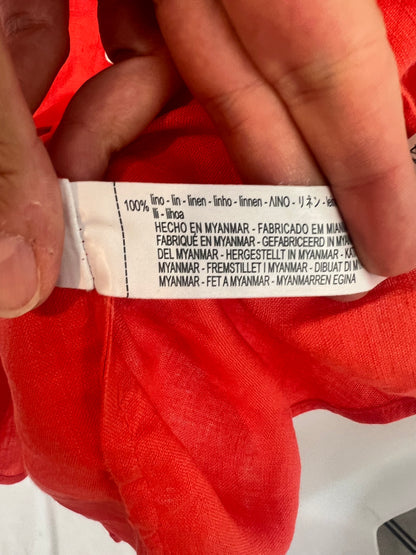 OYSHO. Red oversized linen blouse T.xs