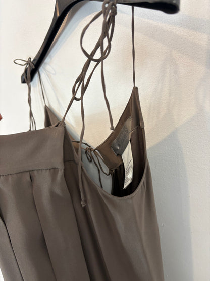 SPORTMAX. Vestido tablas caqui seda