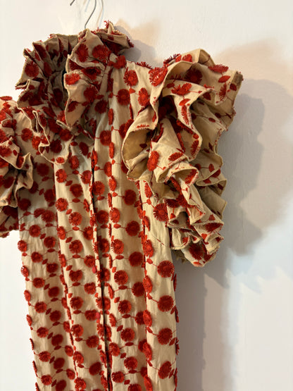 BYAN. Vestido camisero textura en rojo