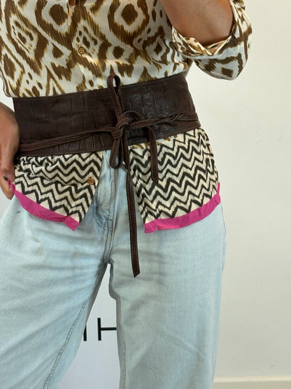 MARELLA. Cinturón / fajín piel marrón. TU