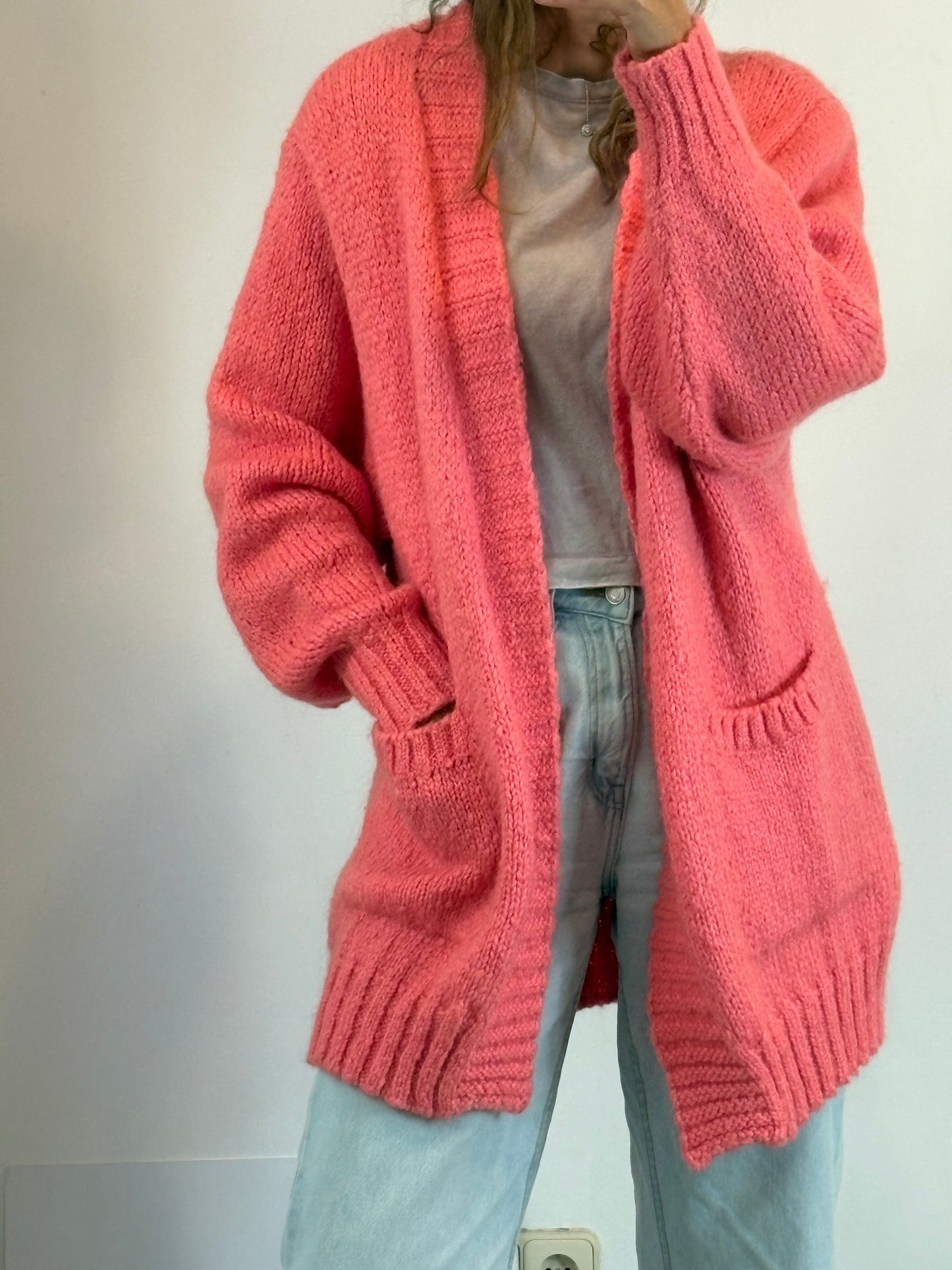 ZARA. Fuchsia chunky knit jacket. TS
